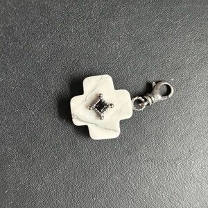 Silpada โFaith Loveโ White and Silver Cross Pendant- Howlite cz .925 Sterling